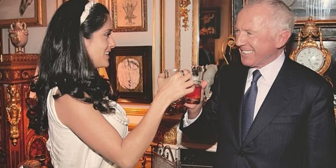 Salma Hayek junto a su suegro, el padre de Francois-Henri Pinault.