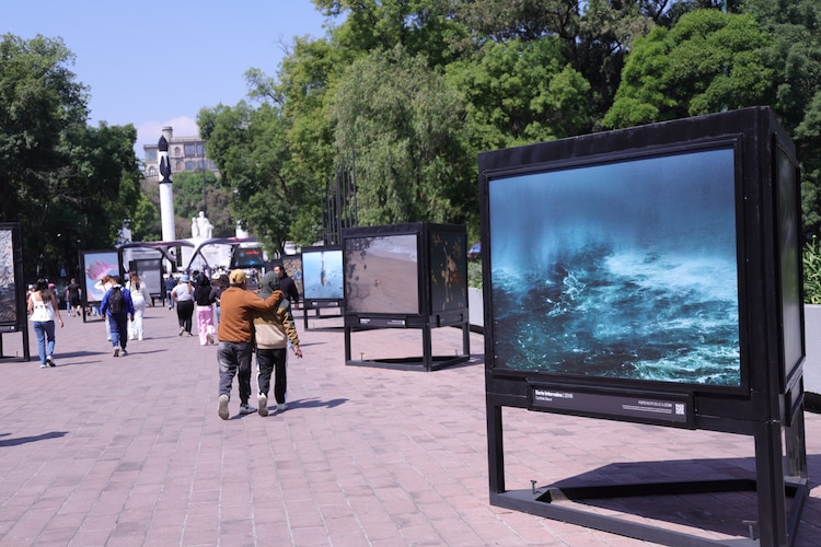 Autoridades capitalinas recorren la galería fotográfica sobre la gestión del agua en las 21 sedes habilitadas en el Bosque de Chapultepec.