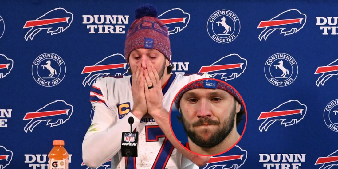Josh Allen lloró en la conferencia de prensa post partido.