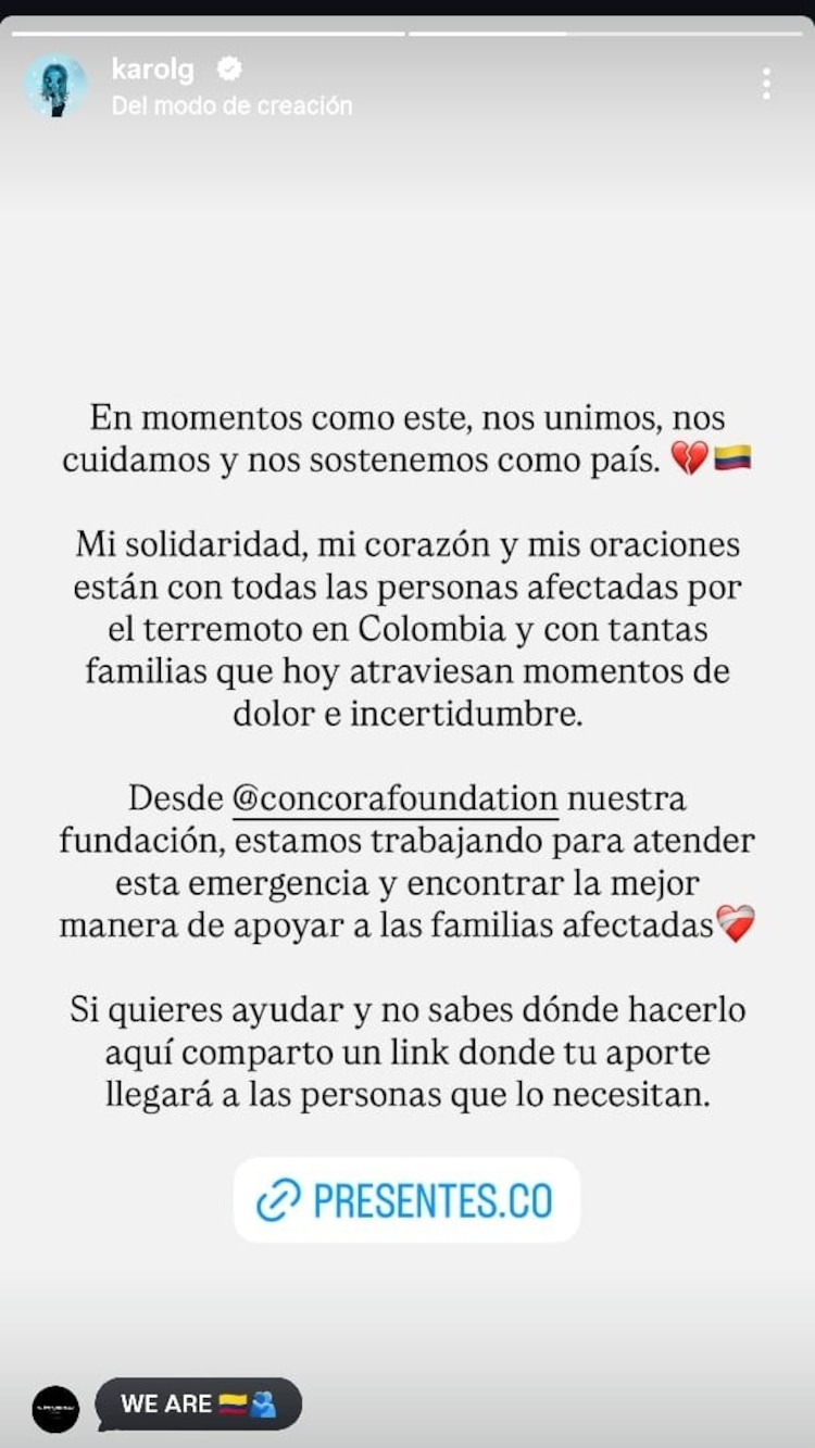 Los mensajes de apoyo de Shakira, Maluma, Karol G y J Balvin frente al terremoto en Colombia
