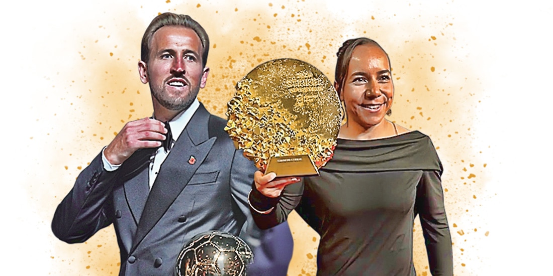 HARRY KANE (IZQ.) y Corral, ayer, en la premiación.