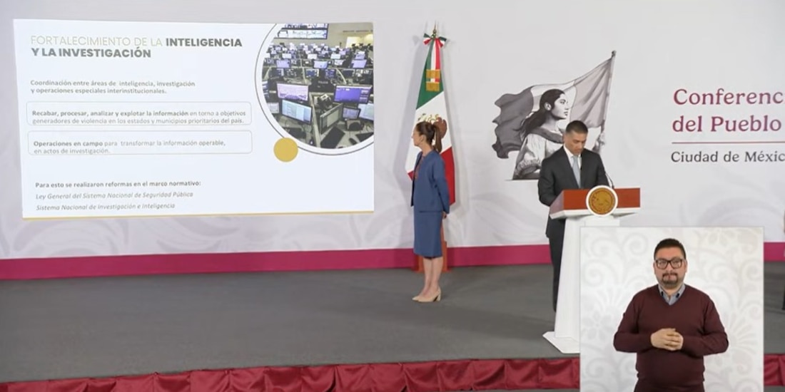 Omar García Harfuch este miércoles en Palacio Nacional, en CDMX.