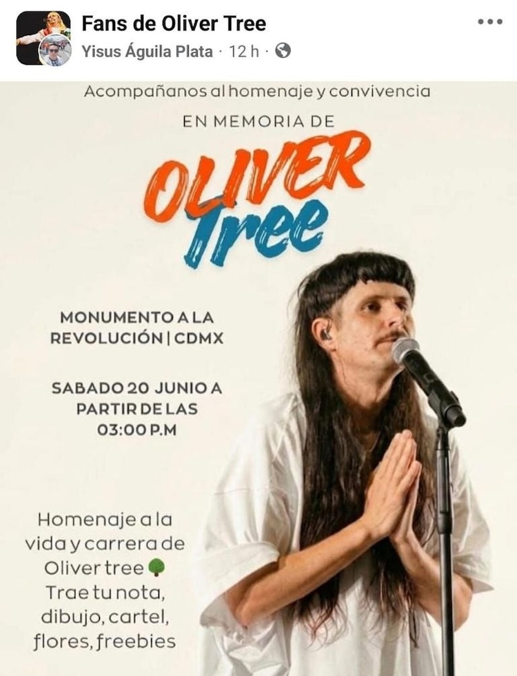 Fans de Oliver Tree convocan a homenaje en el Monumento a la Revolución