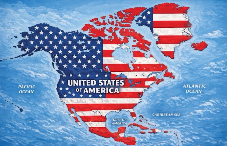 Mapa publicado por Donald Trump en el que México aparece anexado a Estados Unidos.