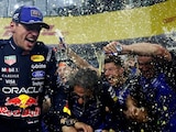 Max Verstappen celebrando su victoria en Malasia.