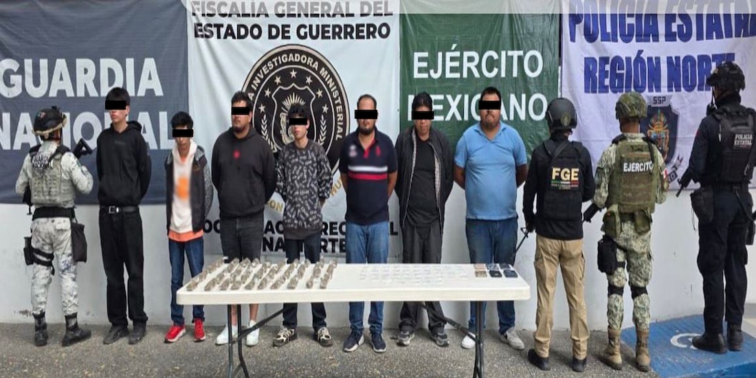 Presentación de detenidos en Guerrero.