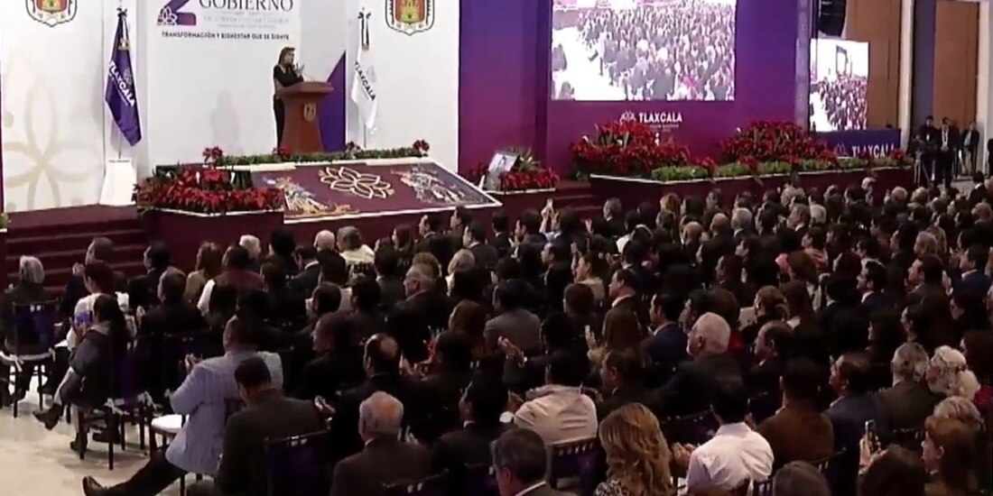 Lorena Cuéllar en su mensaje por su Segundo Informe de Gobierno.