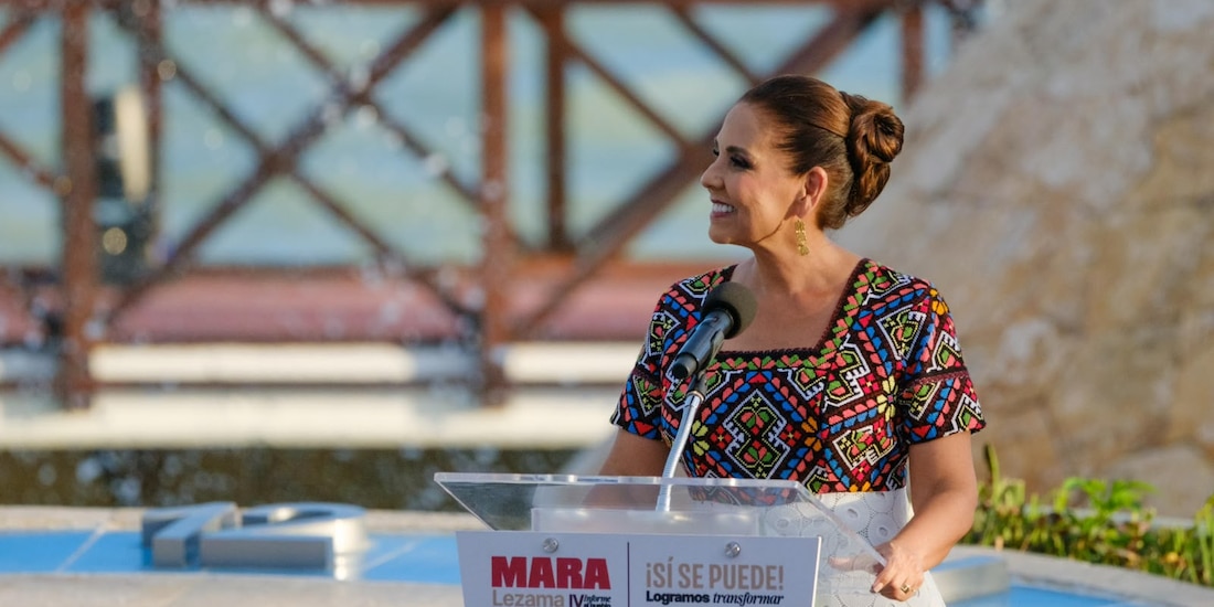 La gobernadora Mara Lezama durante la presentación de su Cuarto Informe de Gobierno, el 6 de septiembre de 2026.
