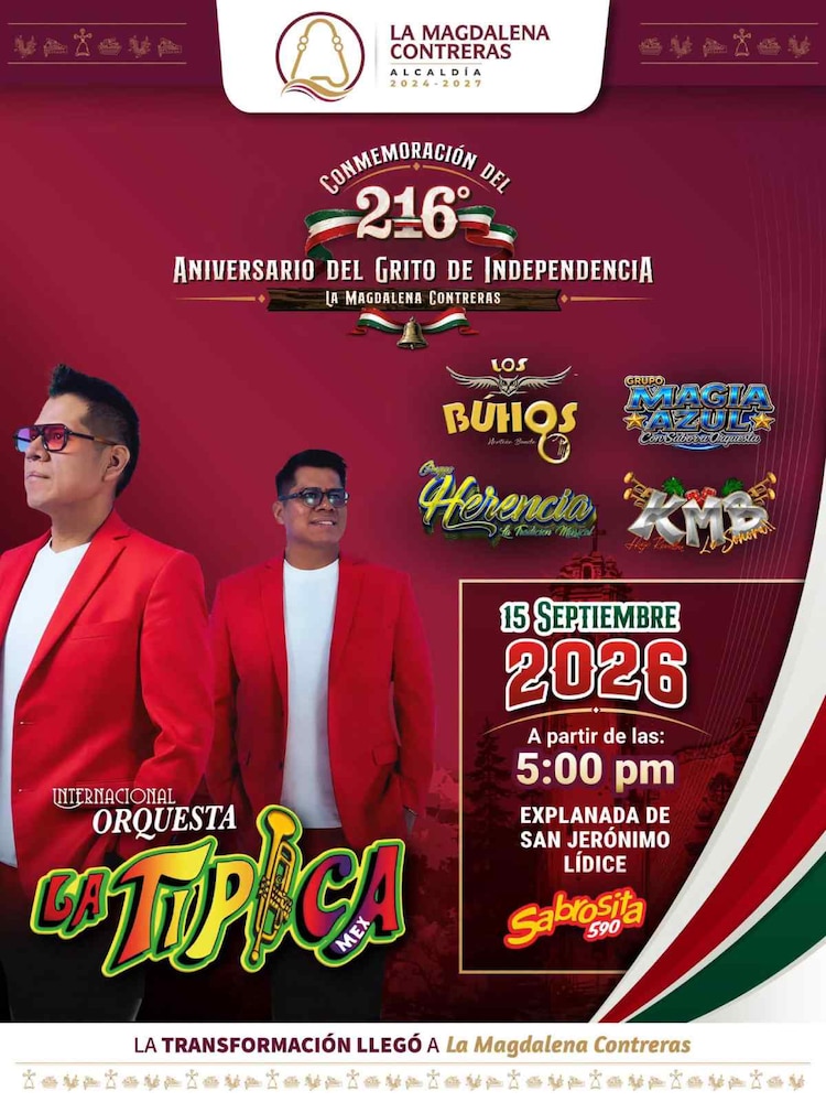 La Plaza Cívica de la Unidad Independencia y la Explanada de San Jerónimo Lídice se vestirán de fiesta con entrada libre.