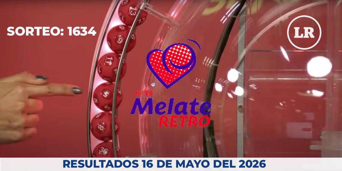 Resultados del Melate Retro en su sorteo 1634, celebrado este 16 de mayo del 2026.