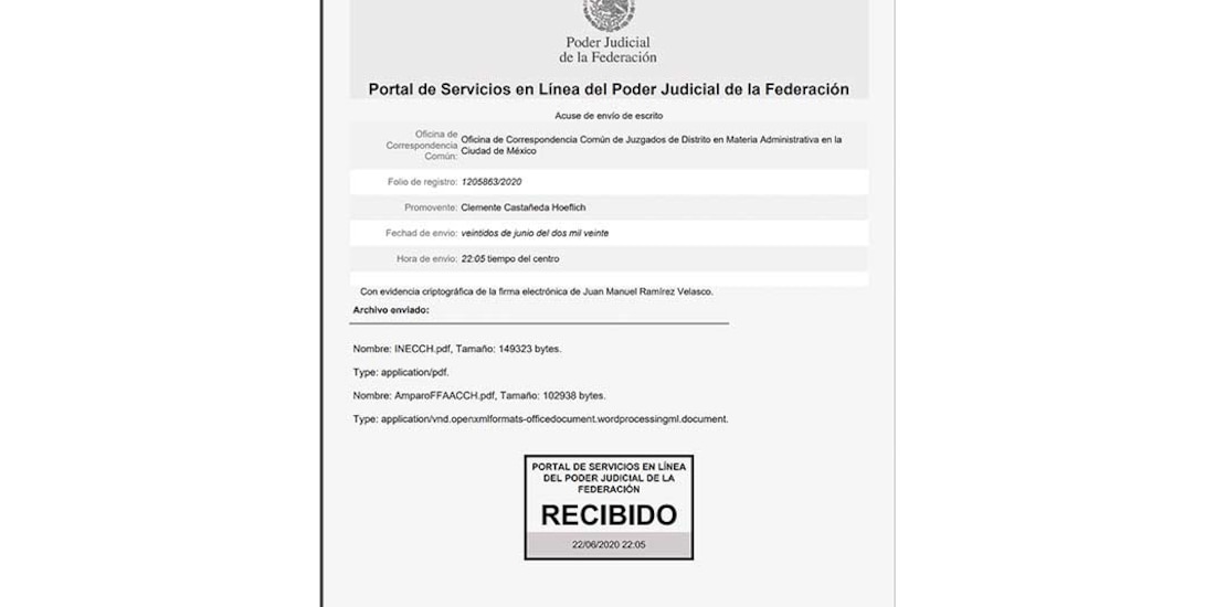 La querella fue presentada en línea ante el Poder Judicial