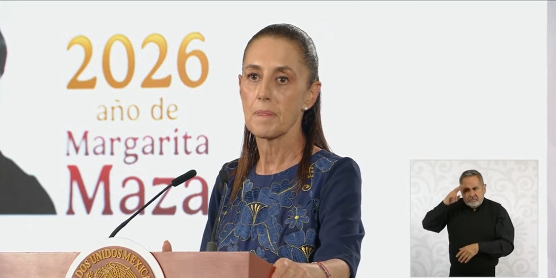Claudia Sheinbaum, Presidenta de México, este jueves en Palacio Nacional en la Mañanera del Pueblo.