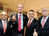 El EXPRESIDENTE y Alito Moreno (c.), con Manuel Añorve (izq.) y Rubén Moreira, ayer.