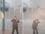 "Es innecesario", escribieron usuarios al ver a reportero luchar en el huracán Ida