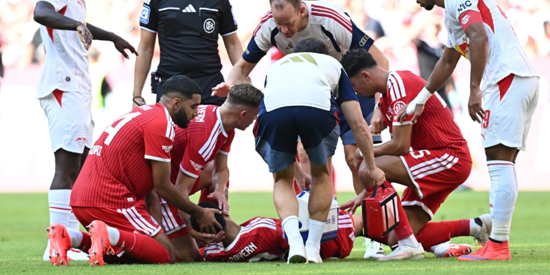 Jamal Musiala cayó desplomado en pleno partido con el Bayern Múnich.