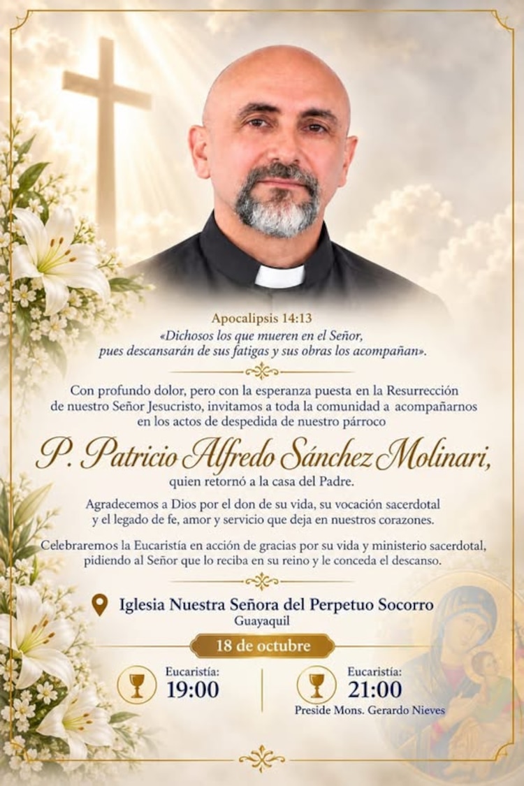 El sacerdote Patricio Alfredo Sánchez Molinari falleció durante una misa
