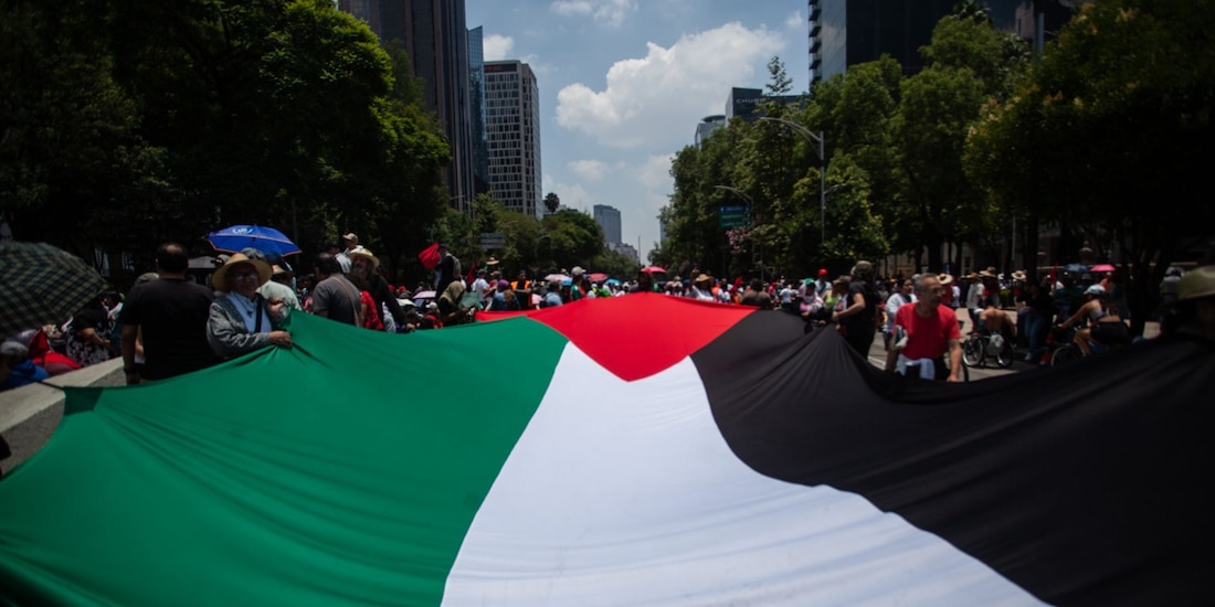 Marcha en favor de la causa palestina en la Ciudad de México.