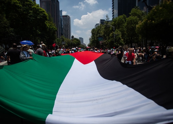Marcha en favor de la causa palestina en la Ciudad de México.