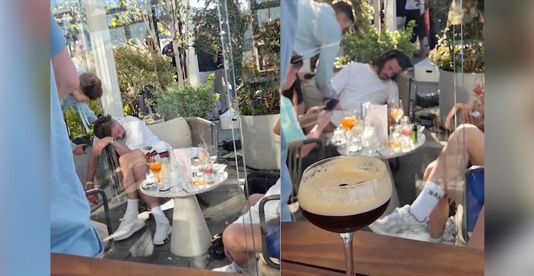 Fotos de Jack Grealish dormido en un bar