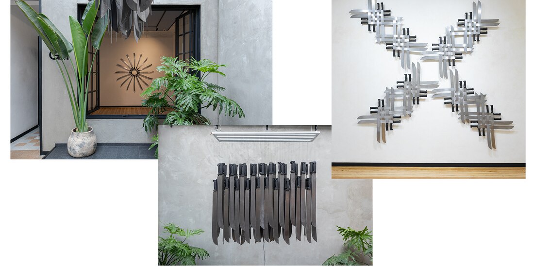 Algunas de las piezas que exhibe el artista, instaladas en el espacio de la Galería Ana Tejeda.