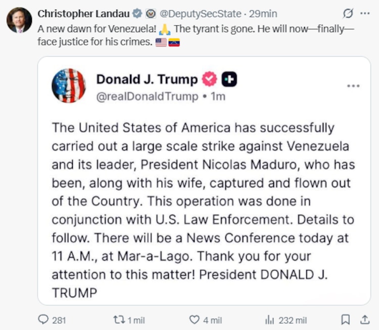 Christopher Landau en redes sociales