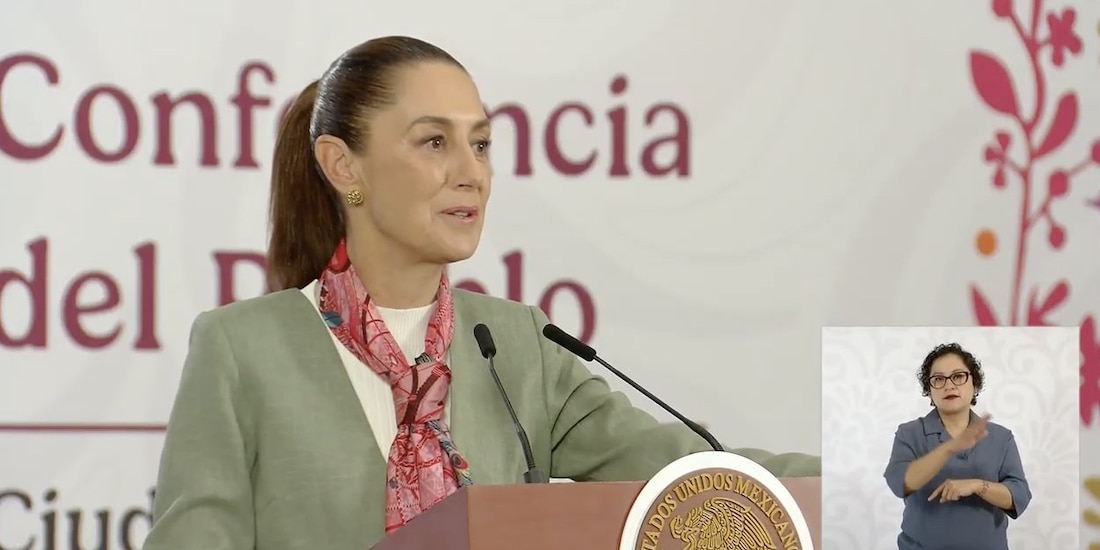Claudia Sheinbaum, presidenta de México, en la Conferencia del Pueblo.