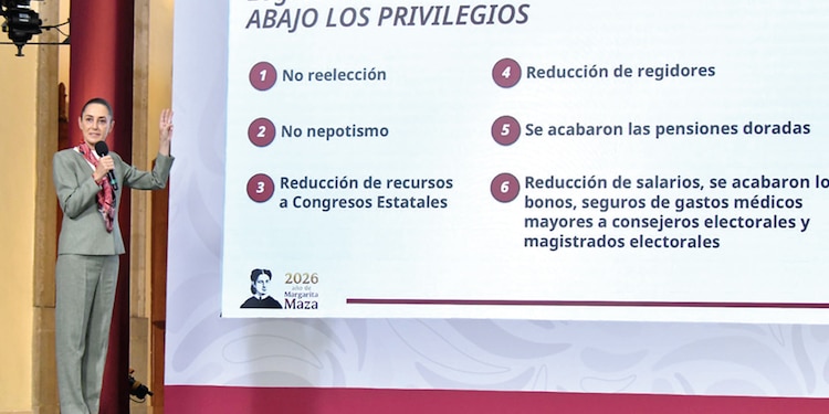 LA PRESIDENTA Claudia Sheinbaum, ayer, en conferencia.