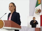 Claudia Sheinbaum esta mañana en Palacio Nacional durante su conferencia de prensa.
