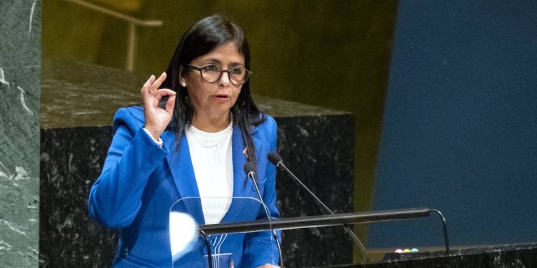 Delcy Rodríguez, vicepresidenta de Venezuela, en septiembre en la Asamblea General de Naciones Unidas.