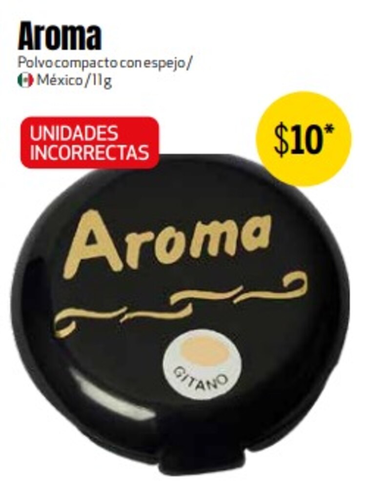 Polvo compacto con espejo Aroma no resiste las caídas.