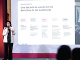 LA MANDATARIA Claudia Sheinbaum y la consejera jurídica, Luisa María Alcalde, ayer.