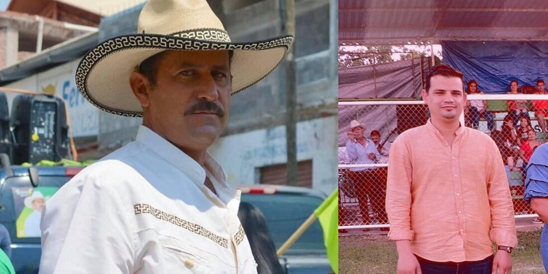 (Izq.) César Valencia, alcalde de Aguililla, y René Cervantes, su asesor.