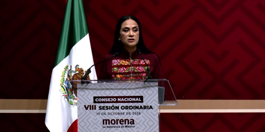 Ariadna Montiel, dirigente nacional de Morena, durante su intervención en la Sesión Ordinaria del Congreso.