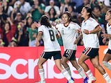 Jugadoras de la Selección Mexicana Femenil celebran un gol en un amistoso contra Jamaica.