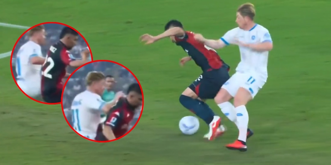 Johan Vásquez, en el duelo entre el Genoa y el Napoli en la Serie A de Italia