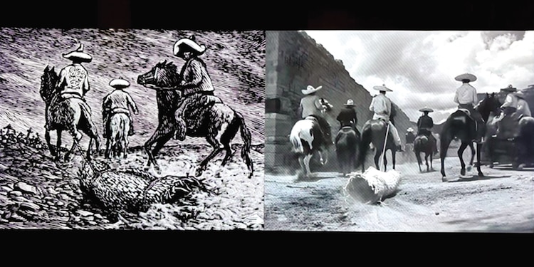 Bestias, grabado para la película Río Escondido.