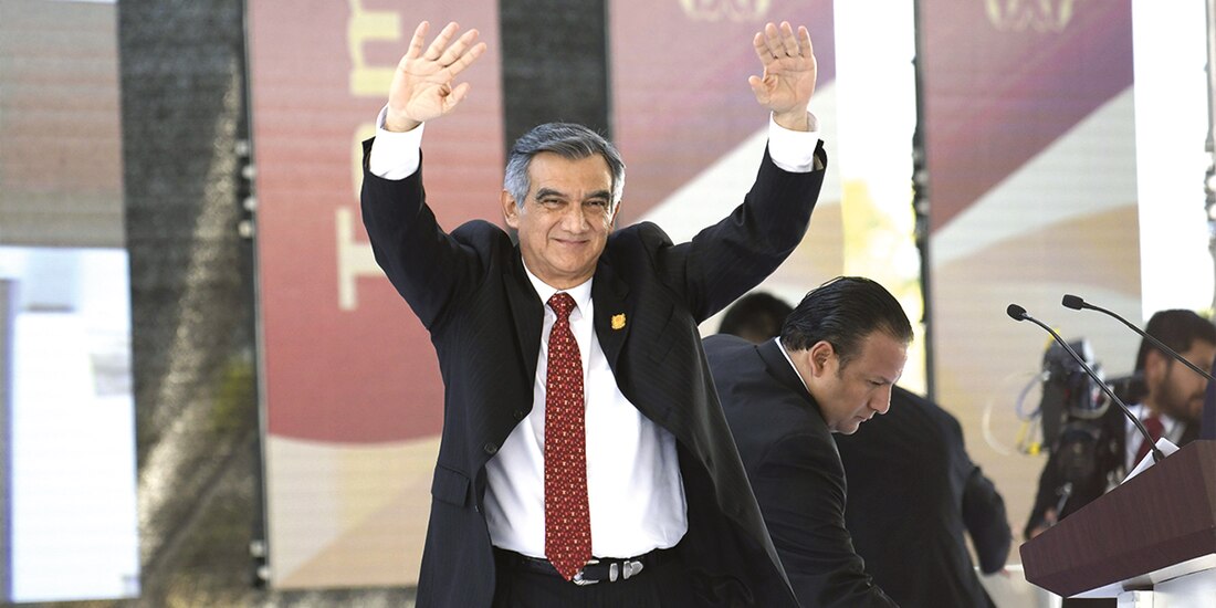 Américo Villarreal durante su toma de protesta, el 1 de octubre.