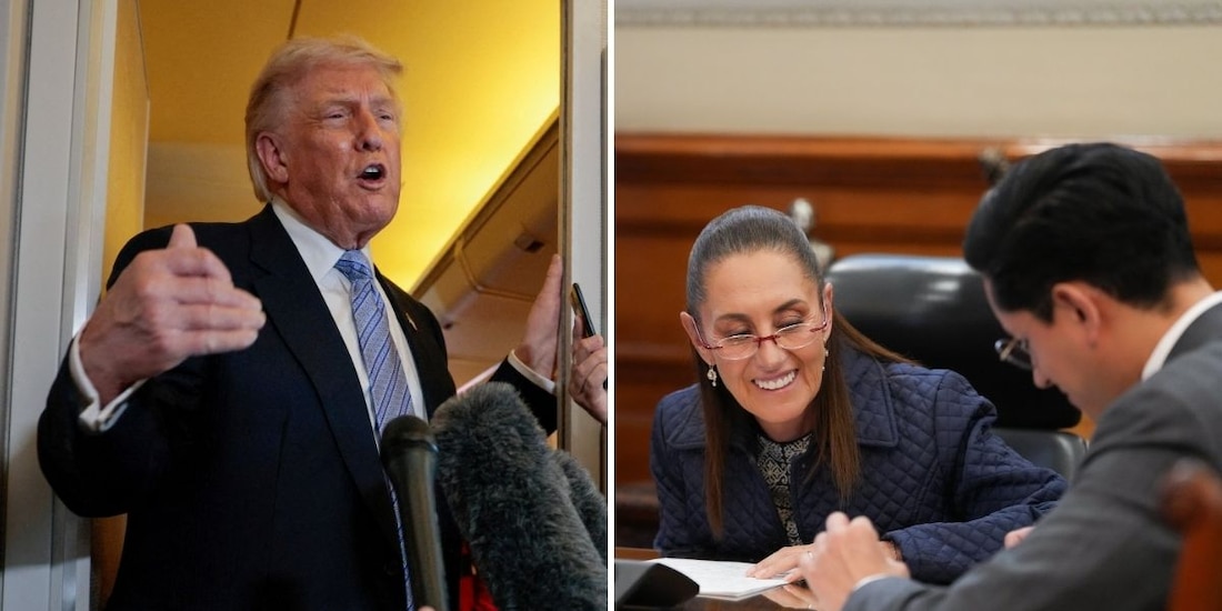 Claudia Sheinbaum, presidenta de México (der.), habló con su homólogo de Estados Unidos, Donald Trump (izq.).