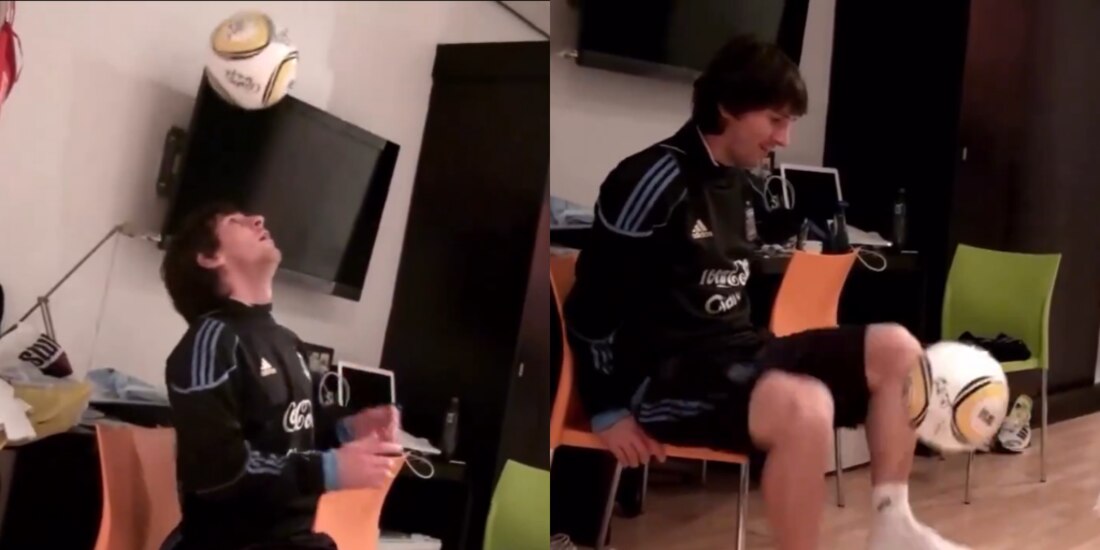 Leo Messi dominando el balón en el hotel de concentración.