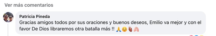 La esposa de Emilio Fernando Alonso señaló que el cronista se encuentra mejor de salud.