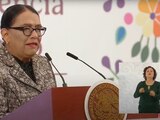 La secretaria de Gobernación, Rosa Icela Rodríguez, en la Mañanera del Pueblo.