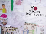 Expresiones artísticas de estudiantes de nivel básico contra la violencia, en imagen de archivo