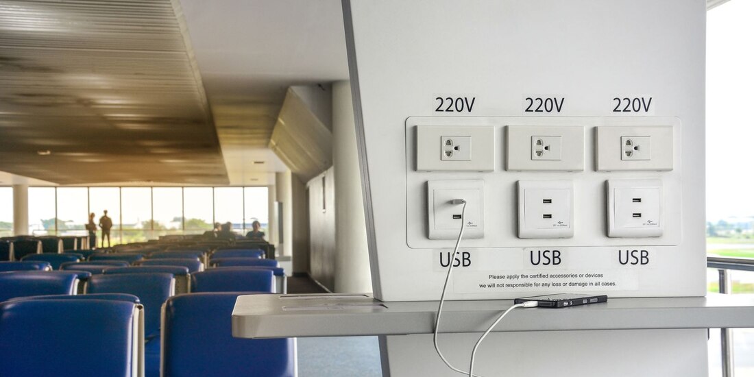 Puertos USB en los aeropuertos.