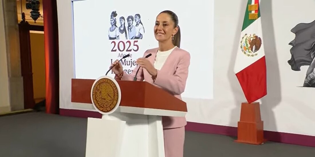 Claudia Sheinbaum en su conferencia de este jueves 10 de abril.