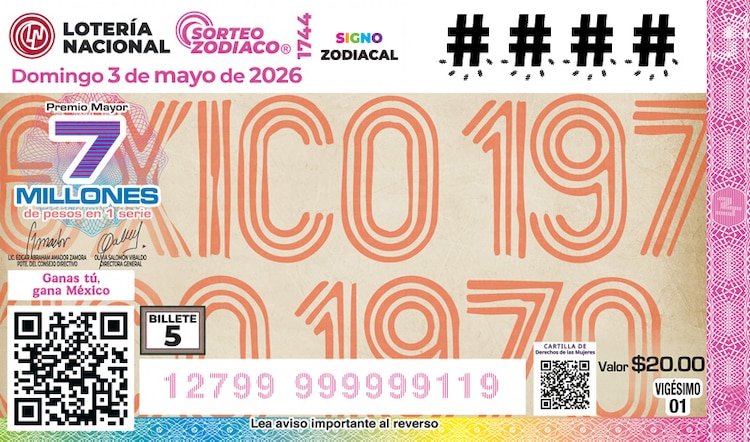El Sorteo Zodiaco 1744 está dedicado al Cachitos 5-6 del Álbum Retro Lotería Nacional y el Futbol 2026.