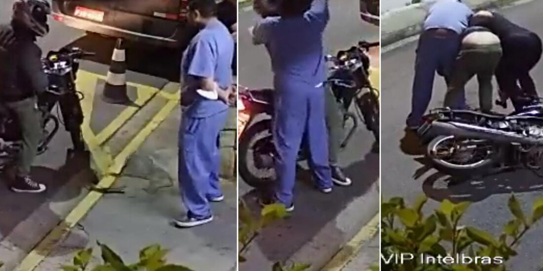 Pareja se defiende de presunto asaltante en moto y le propinan una golpiza.