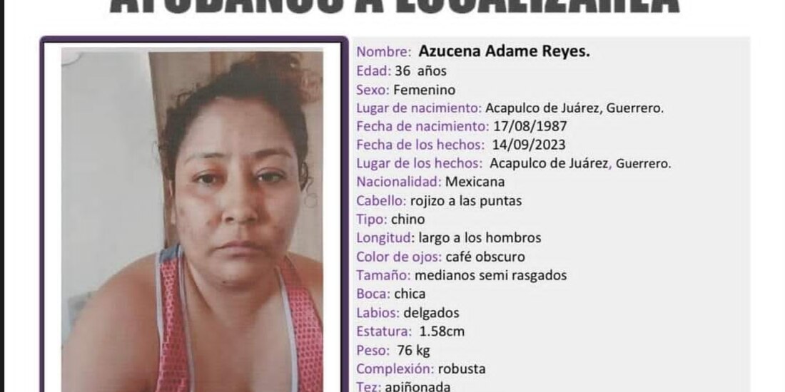 Autoridades de Guerrero localizan a Azucena "N".