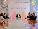 Alfredo Del Mazo (centro) durante la presentación de proyectos de Grupo Jumex para el Estado de México.