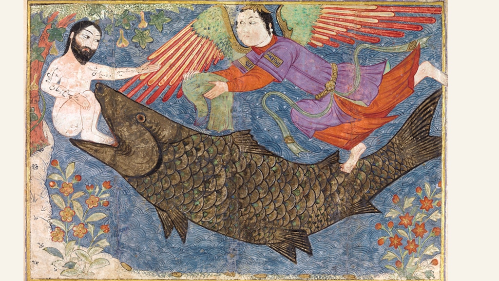 Jasón y la Ballena, folio de un Jami' al-tawarikh (Irán, c. 1400).