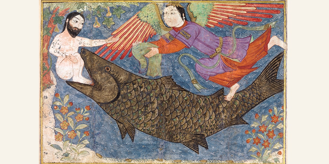 Jasón y la Ballena, folio de un Jami' al-tawarikh (Irán, c. 1400).